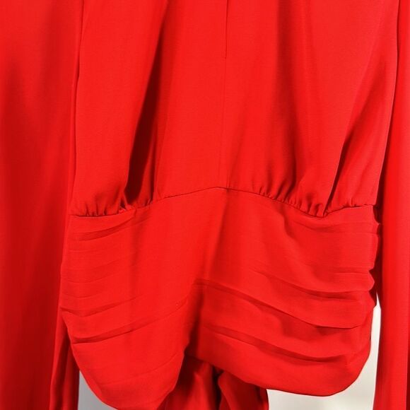 NEW YORK & COMPANY GABRIELLE UNION Women's Cut Out Mock Neck Blouse Red Small - Picture 4 of 16